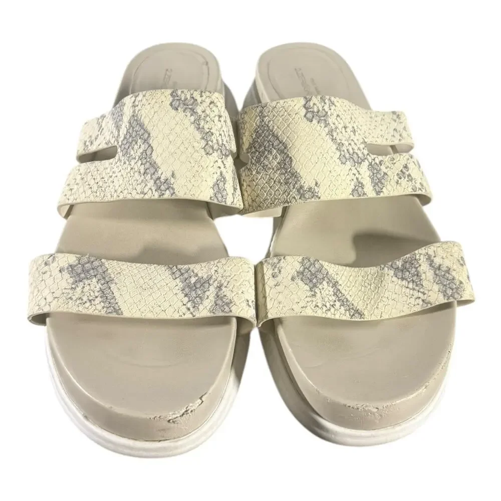 Cole Haan GrandØS Women’s Slide Sandals Snake Embossed Leather Cream Size 9